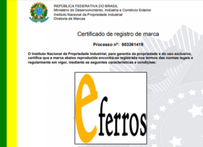 Marca eferros Certificado site sobre empresa eferros
